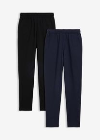 bonprix Pantaloni de jogging din amestec de bumbac (set/2 buc.), negru, 164