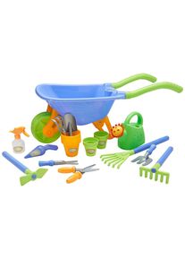 Schubkarre 16-Tlg, Blau, Gelb, Grau, Gr&uuml;n, Kunststoff, farbecht, Freizeit & Co, Gartenspielzeug, Sandspielzeug