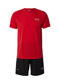 EA7 Emporio Armani Tr&eacute;ningov&yacute; komplet Muži striebornosiv&aacute; / červen&aacute; / čierna S