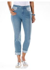 Dames 7/8-jeans met vlinderinzetten in blue-bleached ,maat 38, WITT, 81% Katoen, 17% Polyester, 2% Elastan