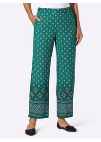 Dames Comfortbroek met etnodessin in groen geprint ,maat 36, WITT, 100% Viscose