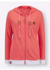 Dames Shirtjasje met contrastdetails in koraal ,maat 36, WITT, 50% Katoen, 50% Polyester