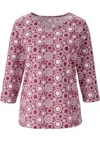 Damen 3/4-Arm-Shirt mit Kreise-Muster, Baumwolle mauve-ecru-gemustert Gr&ouml;&szlig;e 56