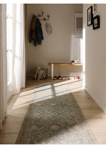 benuta Nest L&oslash;per Lorenzo Blauw 80x250 cm Ornament, Vintage