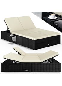 Casaria Tumbona doble jard&iacute;n negro/crema 200x115x33cm