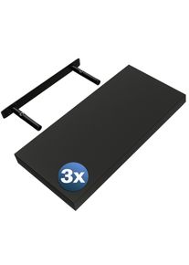 Casaria Wandplank Zwevend 3 Stuks Zwart MDF 50x23x3,8cm