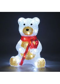 Deuba Figura navide&ntilde;a acr&iacute;lica oso de peluche sentado LED