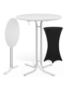 Casaria Mesa de bar blanca 110x70cm + funda de mesa de bar negra &Oslash;70cm