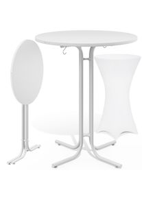 Casaria Mesa de bar blanca 110x70cm + funda de mesa de bar blanca &Oslash;70cm