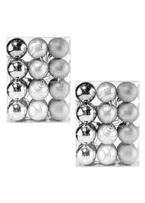 Casaria Bolas &aacute;rbol set de 48 plateadas 6cm di&aacute;metro