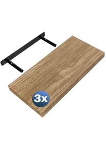 Casaria Wandplank Zwevend 3 Stuks Eik MDF 50x23x3,8cm