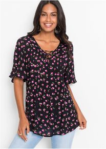 bonprix Femei Tunică din viscoză sustenabilă, negru, 54