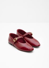 bonprix Női Mary Jane balerina karika szegecsekkel, piros, 39