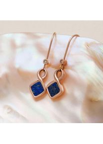 Holzkern Mosaic earrings Women Rose gold and Lapis lazuli