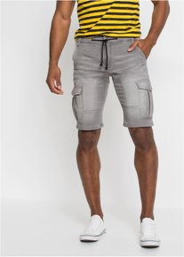 Jeansshorts i trik&aring; Regular Fit - gr&aring; - storlek 54 - bonprix
