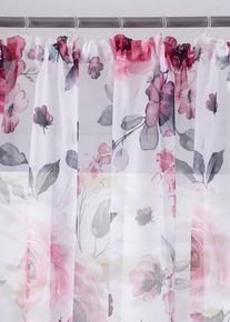 Gardin med blomm&ouml;nster och &aring;tervunnen polyester (1-pack) - vit - storlek 145x144 cm - bonprix