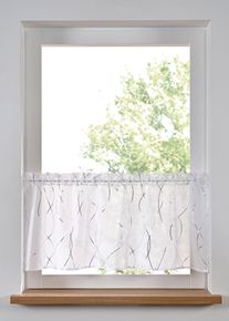 Caf&eacute;gardin med glansigt m&ouml;nster - vit - storlek 30x90 cm - bonprix