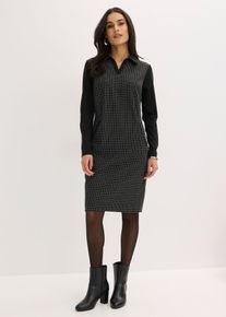 Jacquardkl&auml;nning med kontrasterande krage - svart - storlek 36/38 (S) - bonprix