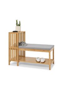 Tchibo - Lavica s priehradkou na top&aacute;nky a policou v lamelovom vzhľade - farba: hned&aacute;