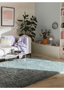 Tapis poil ras shaggy Ava Turquoise 80x150 cm - Tapis poil court design moderne pour salon