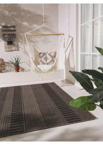 Tapis poil ras d'int&eacute;rieur et d'ext&eacute;rieur Naoto Anthracite 120x170 cm - Tapis poil court design moderne pour salon