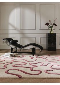 Tapis poil ras Keith Beige/Rouge 160x230 cm - Tapis poil court design moderne pour salon