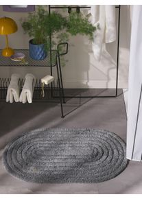 Tapis poil ras de bain Nia Gris fonc&eacute; 50x80 cm - Tapis poil court design moderne pour salon