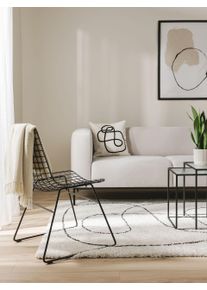 Tapis poil ras shaggy Louise Noir/Blanc 140x200 cm - Tapis poil court design moderne pour salon