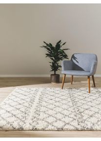 Tapis poil ras shaggy Soho Cr&egrave;me 80x150 cm - Tapis poil court design moderne pour salon