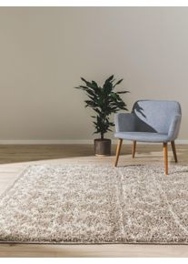 Tapis poil ras shaggy Soho Beige 80x150 cm - Tapis poil court design moderne pour salon