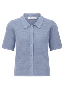 Rif&ograve; Damen-Strickpolo gekn&ouml;pft Hellblau L