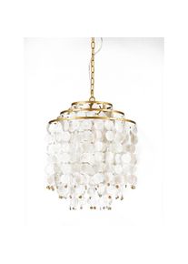Pendelleuchte, Goldfarben, Perlmutt, Metall, Naturmaterialien, rund, 45x110x45 cm, Eec, ohne Chemie, Lampen & Leuchten, Innenbeleuchtung, H&auml;ngeleuchten, Pendelleuchten