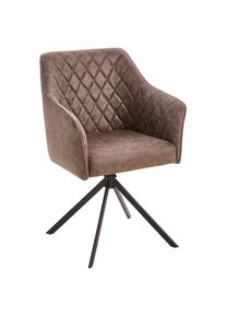 Livetastic Armlehnstuhl, Braun, Holz, Metall, Textil, Pappel, Sperrholz, F&uuml;llung: Schaumstoff, eckig, 61x91x58 cm, Esszimmer, St&uuml;hle, Polsterst&uuml;hle