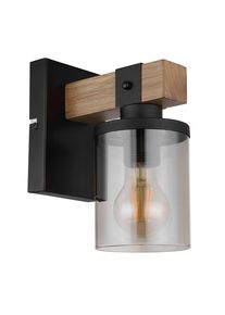 Globo Wandleuchte, Grau, Schwarz, Dunkelbraun, Holz, Metall, Glas, 17x22.5x10 cm, CE, Lampen & Leuchten, Innenbeleuchtung, Spots & Strahler, Wandstrahler
