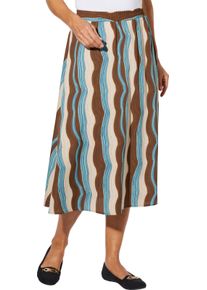 Dames Rok in A-lijn en golvend dessin chocolade/topaas bedrukt Maat 38