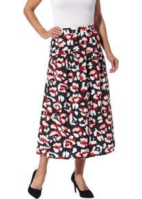 Dames Comfortrok van gerecycled polyester zwart/rood geprint Maat 44