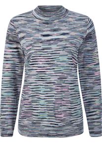 Damen Stehkragenpullover in Melange-Strick orchidee-marine-gemustert Gr&ouml;&szlig;e 42