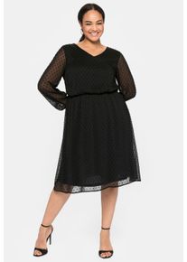 sheego Dames Chiffonjurk met 3D-effect in zwart ,maat 48, Witt, 100% Polyester