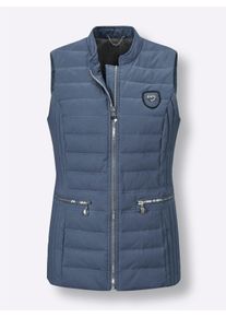 CREATION L PREMIUM Dames Donsgilet met afkledende verticale stiksels opzij in rookblauw ,maat 40, Witt, 50% Polyester, 37% Katoen, 13% Polyamide. Vulling: 90% Dons, 10% 