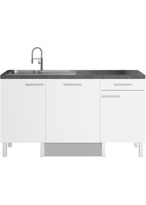 Optifit, Pantryk&uuml;che &raquo;Lilly&laquo; Breite 160 cm, wahlweise mit E-Ger&auml;ten, K&uuml;che: wei&szlig; + Front: wei&szlig; + Korpus: wei&szlig; + Arbeitsplatte: Black Stone, B/H/T: 160