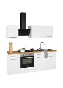 Wiho-K&uuml;chen wiho K&uuml;chen, K&uuml;chenzeile &raquo;Unna&laquo; ohne E-Ger&auml;te, Breite 220 cm, K&uuml;che: natur + Korpus: wei&szlig; + Arbeitsplatte: Kastelleiche Nachbildug,