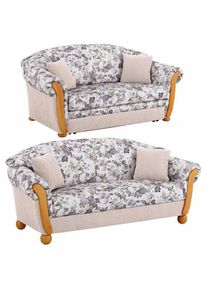 Home Affaire, Polstergarnitur &raquo;Milano, bequem durch Federkern, Landhaus Stil, geschwungene Armlehnen&laquo; 2 Stk. tlg. 2-Sitzer und 3-Sitzer, creme/flieder