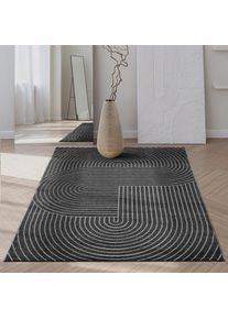 the carpet, Teppich &raquo;Santo Plus&laquo; rechteckig 5 mm H&ouml;he Plus moderner robuster In und Outdoor Teppich, Anthrazit, Polypropylen, B : 80 cm 1 Stk. - 5 mm,