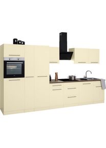 Wiho-K&uuml;chen wiho K&uuml;chen, K&uuml;chenzeile &raquo;Unna&laquo; ohne E-Ger&auml;te, Breite 360 cm, K&uuml;che: gelb + Korpus: magnoliafarben + Arbeitsplatte: Eiche Tabak Nachbildung,