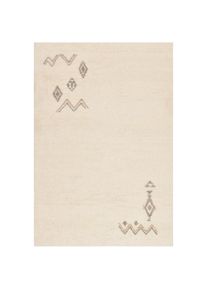 Theko, Wollteppich &raquo;Hadj 225&laquo; rechteckig 25 mm H&ouml;he echter Berber Teppich aus Marokko, reine Wolle, handgekn&uuml;pft, natur wei&szlig;, Wolle, B : 140 cm 1 Stk.