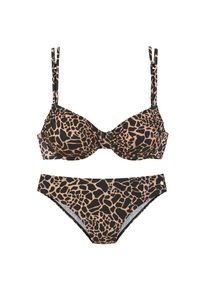 Lascana, Damen, B&uuml;gel-Bikini &raquo;Zaba&laquo; Im trendigen Animalprint, schwarz-gold, 38 - Cup D, Modischer Animal Print