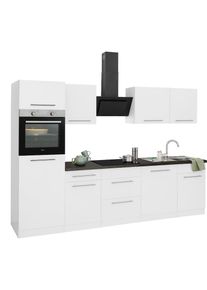 Wiho-K&uuml;chen wiho K&uuml;chen, K&uuml;chenzeile &raquo;Unna&laquo; ohne E-Ger&auml;te, Breite 280 cm, K&uuml;che: grau + Korpus: wei&szlig; + Arbeitsplatte: Granit schwarz,