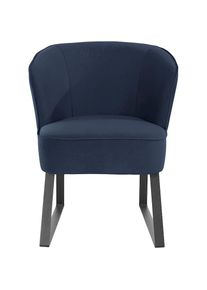 exxpo - sofa fashion, Sessel &raquo;Americano, Loungesessel&laquo; mit Keder und Metallf&uuml;&szlig;en, Bezug in verschiedenen Qualit&auml;ten, 1 Stck., navy, Samtvelours, navy