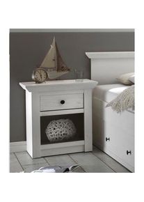 Home Affaire, Nachtkonsole &raquo;California&laquo; mit offenem Fach und Schubladen, Breite 59 cm, pinienfarben/wei&szlig;, B/H/T: 59 cm x 62 cm x 42 cm, pinienfarben/