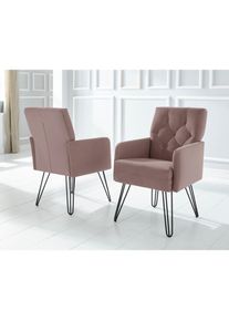 exxpo - sofa fashion, Sessel &raquo;Doppio, Loungesessel mit Designuntergestell, bequem und elegant&laquo; aufwendige R&uuml;ckenverarbeitung, Breite 61 cm, powder 